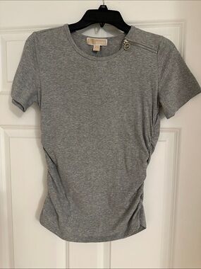 Michael Kors Gray Short Sleeve Tee with Shoulder Zip
New with no tag.